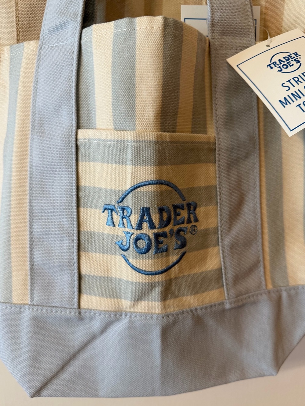 Trader Joe’s Striped Mini Canvas Tote Bag Set - 4 Bag, 1 of each color NWT - Picture 5 of 6